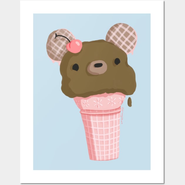 Chocolate Bear Ice Cream Cone Wall Art by venglehart